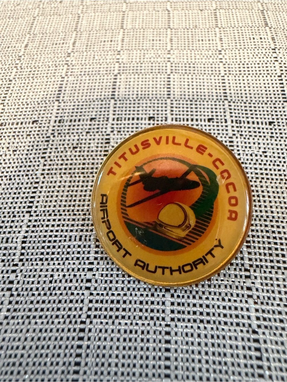 Titusville-Cocoa Airport Authority Vintage Pin - Orange & Yellow